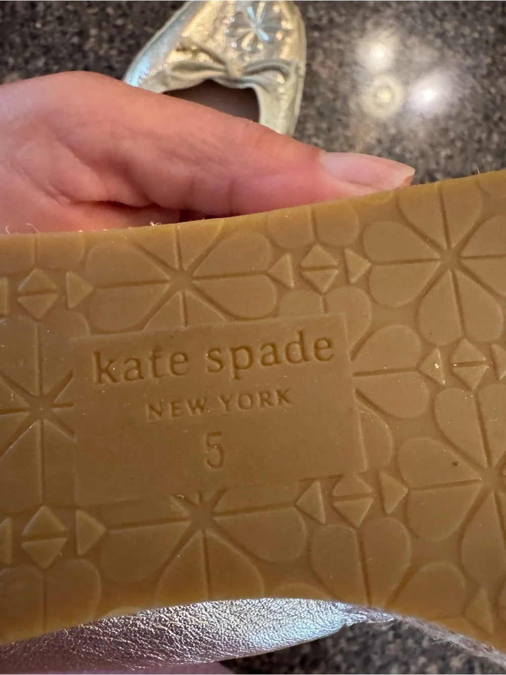 NWOT- Kate Spade Metallic Gold Leather Bow Clubhouse Espadrille - women’s Size 5